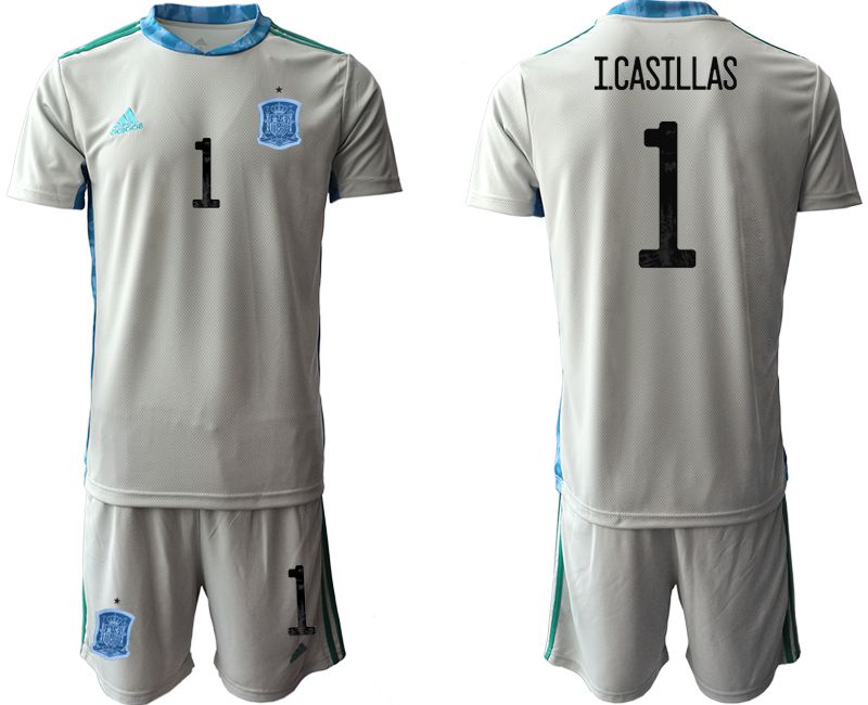 Men 2021 World Cup National Spain gray goalkeeper #1 Soccer Jerseys1->spain jersey->Soccer Country Jersey